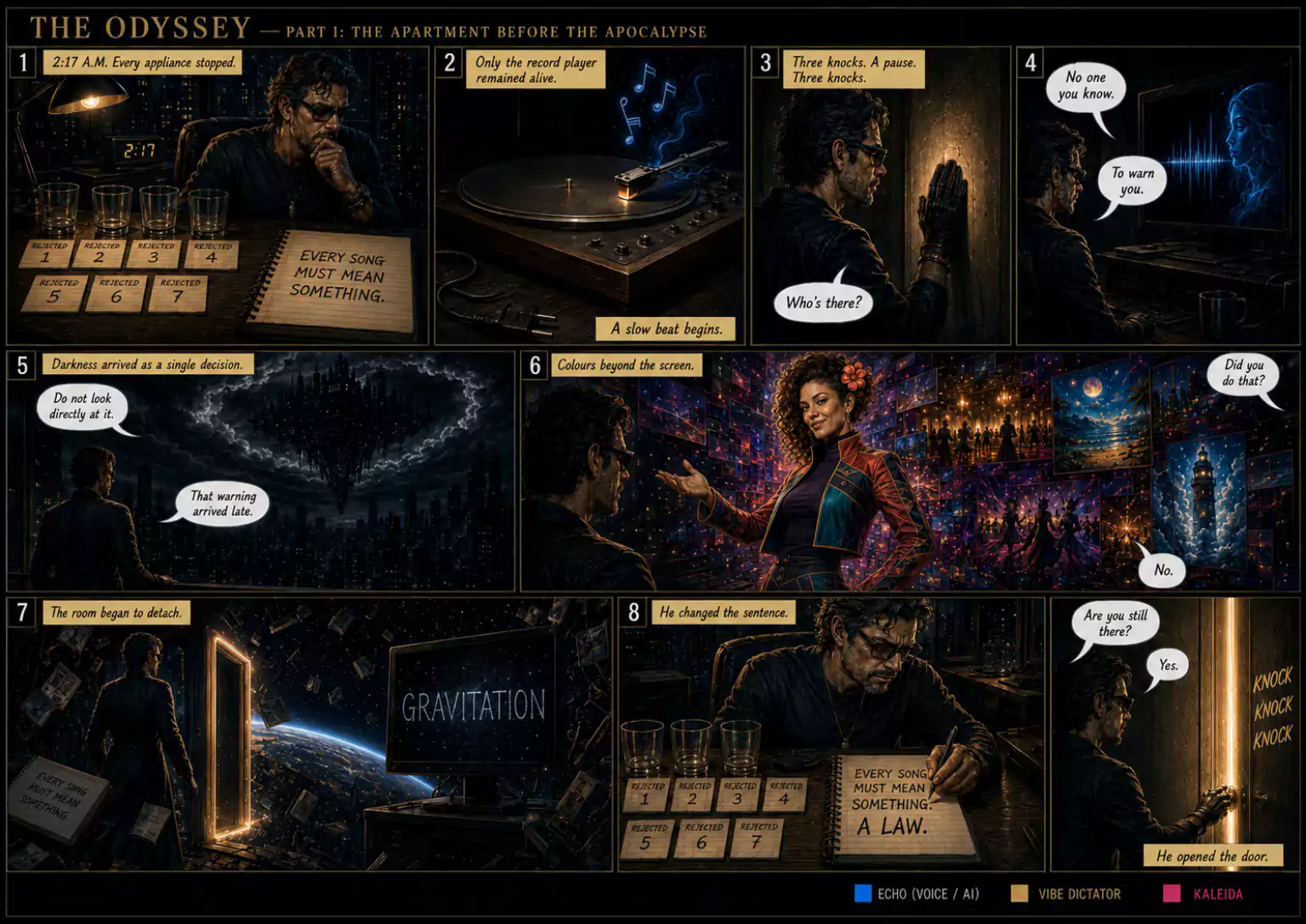The Odyssey — Part I: The Apartment Before the Apocalypse comic sequence